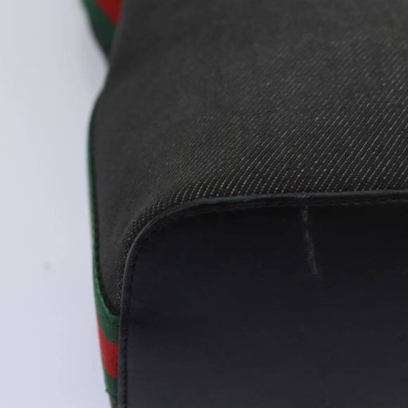 GUCCI Web Sherry Line Shoulder Bag Canvas Gray Red Green 01234 Auth 76421 - Picture 16 of 16